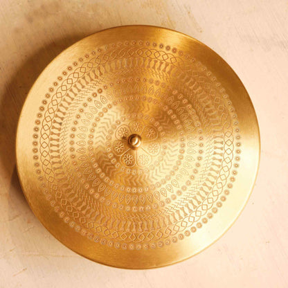Brass Roti Chapati Box Mandala Art design with Tong – Image 4