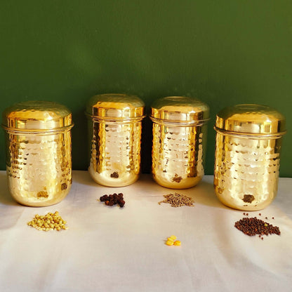 Brass Storage Canister Hammered - Extra Small (Set of 2) - Sama Homes