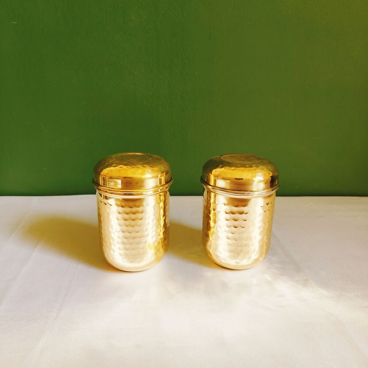 Brass Storage Canister Hammered - Extra Small (Set of 2) - Sama Homes - Image 2