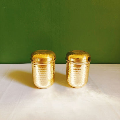 Brass Storage Canister Hammered - Extra Small (Set of 2) - Sama Homes
