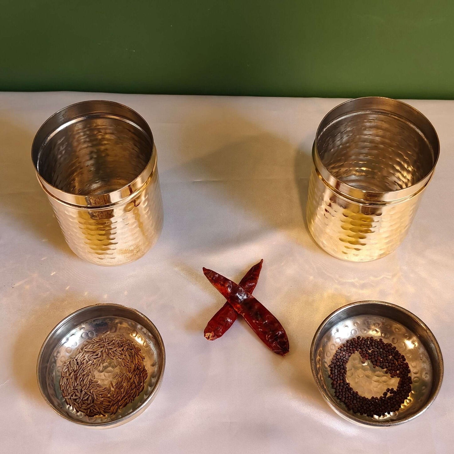 Brass Storage Canister Hammered - Extra Small (Set of 2) - Sama Homes