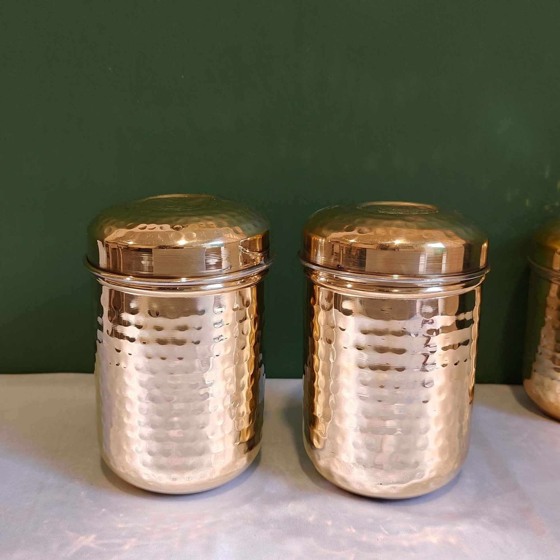 Brass Storage Canister Hammered - Small (Set of 2) - Sama Homes - Image 2