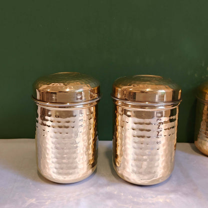 Brass Storage Canister Hammered - Small (Set of 2) - Sama Homes