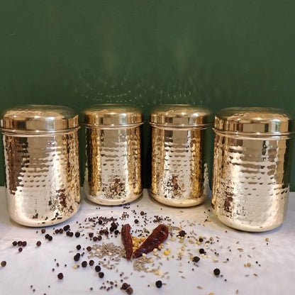 Brass Storage Canister Hammered - Small (Set of 2) - Sama Homes