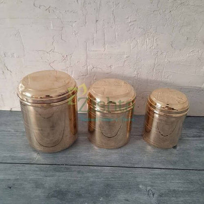 Brass Storage Container, Curved Lid (With tin Coating) - Sama Homes