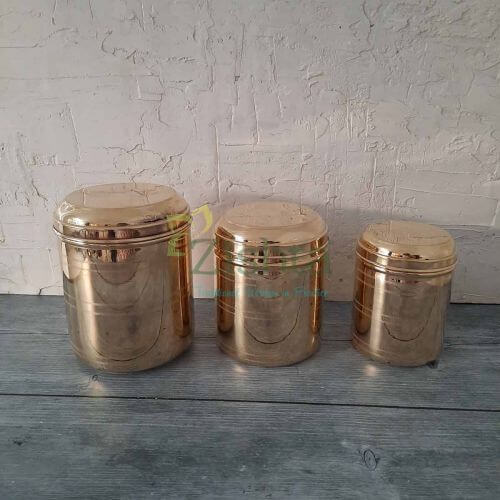 Brass Storage Container, Curved Lid (With tin Coating) - Sama Homes
