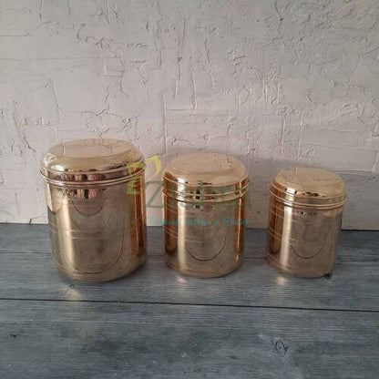 Brass Storage Container, Curved Lid (With tin Coating) - Sama Homes