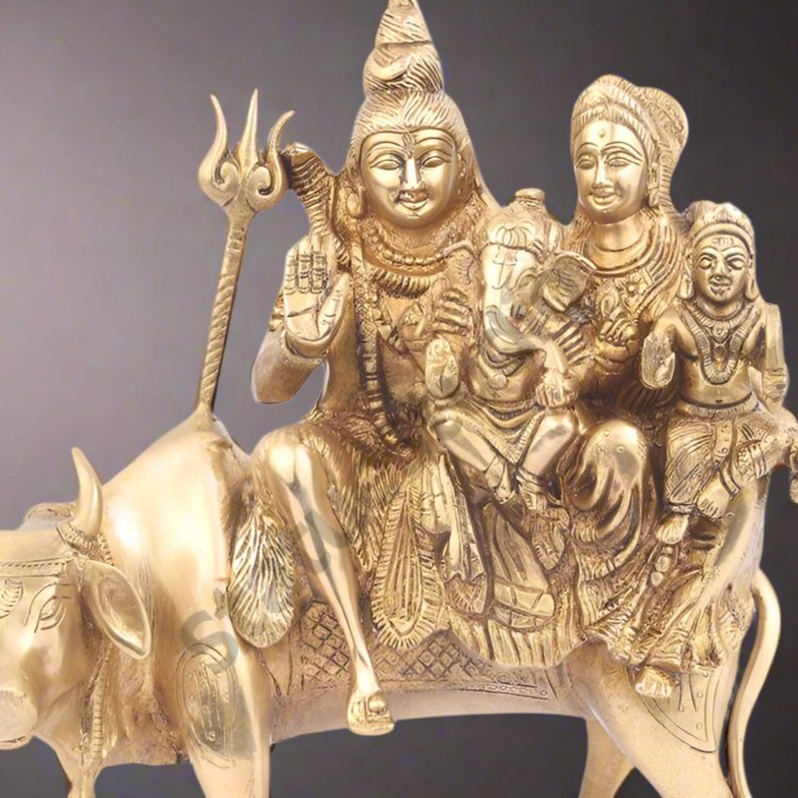 BrassLord Shiva Parivar On Nandi Religious Decor 11" - Image 2