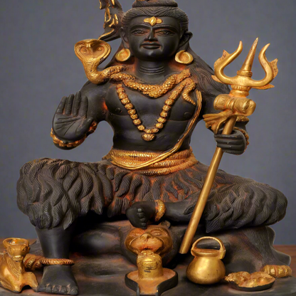 Brass Antique Imitation Shankar Bhagwan Shiv Murti 1.5 Feet by vendor-unknown - Hindu Gods (View 2)