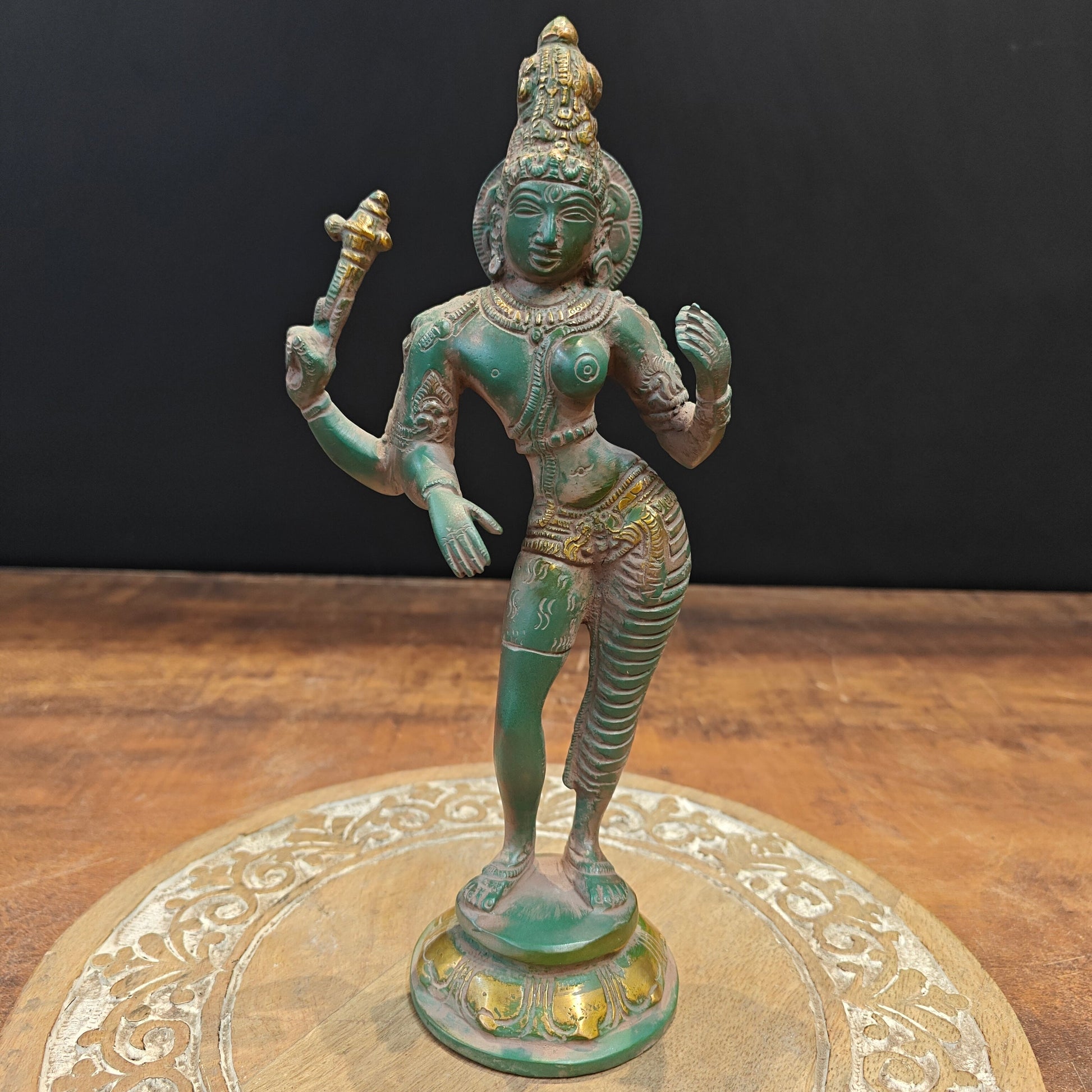 Brass Ardhanarishvara Statue Shiva Shakti Idol 9 Inch - Eco-friendly - Sama Homes