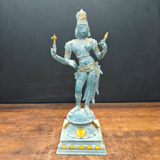 Brass Ardhanarishvara Statue Shiva Shakti Idol Antique Finish 2 Feet