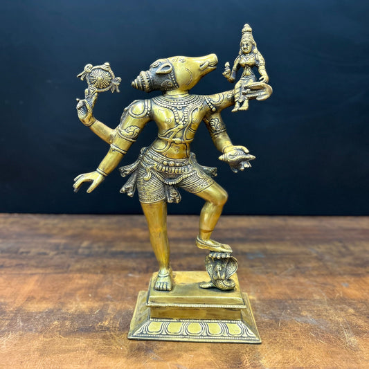 Brass Bhoovaraha swamy Varaha Lakshmi Statue 17 Inch
