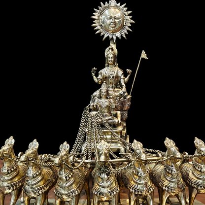Brass Big Surya Rath With Seven Horses Golden Finish 27 Inches by vendor-unknown - Hindu Gods (View 2)