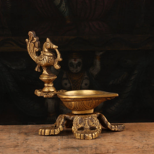 Brass Bird Diya Oil Lamp 5.5"