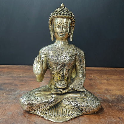 Brass Blessing Buddha Idol Shakyamuni For Home Decor 1 Feet by vendor-unknown - Buddha