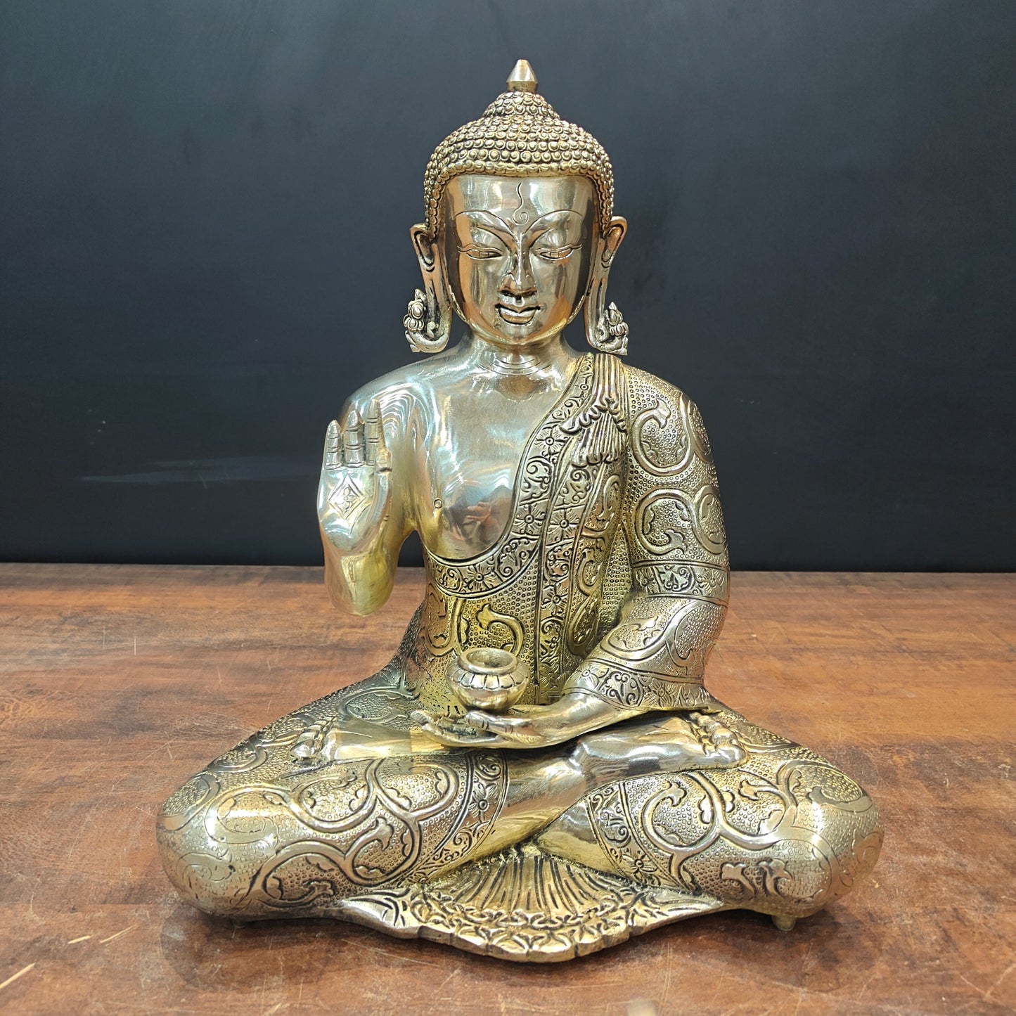 Brass Blessing Buddha Statue 16 Inches
