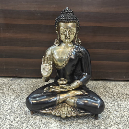 Brass Blessing Buddha Statue Antique Finish 20 Inches