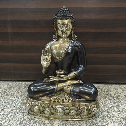 Brass Blessing Buddha Statue Antique Finish 2 Feet