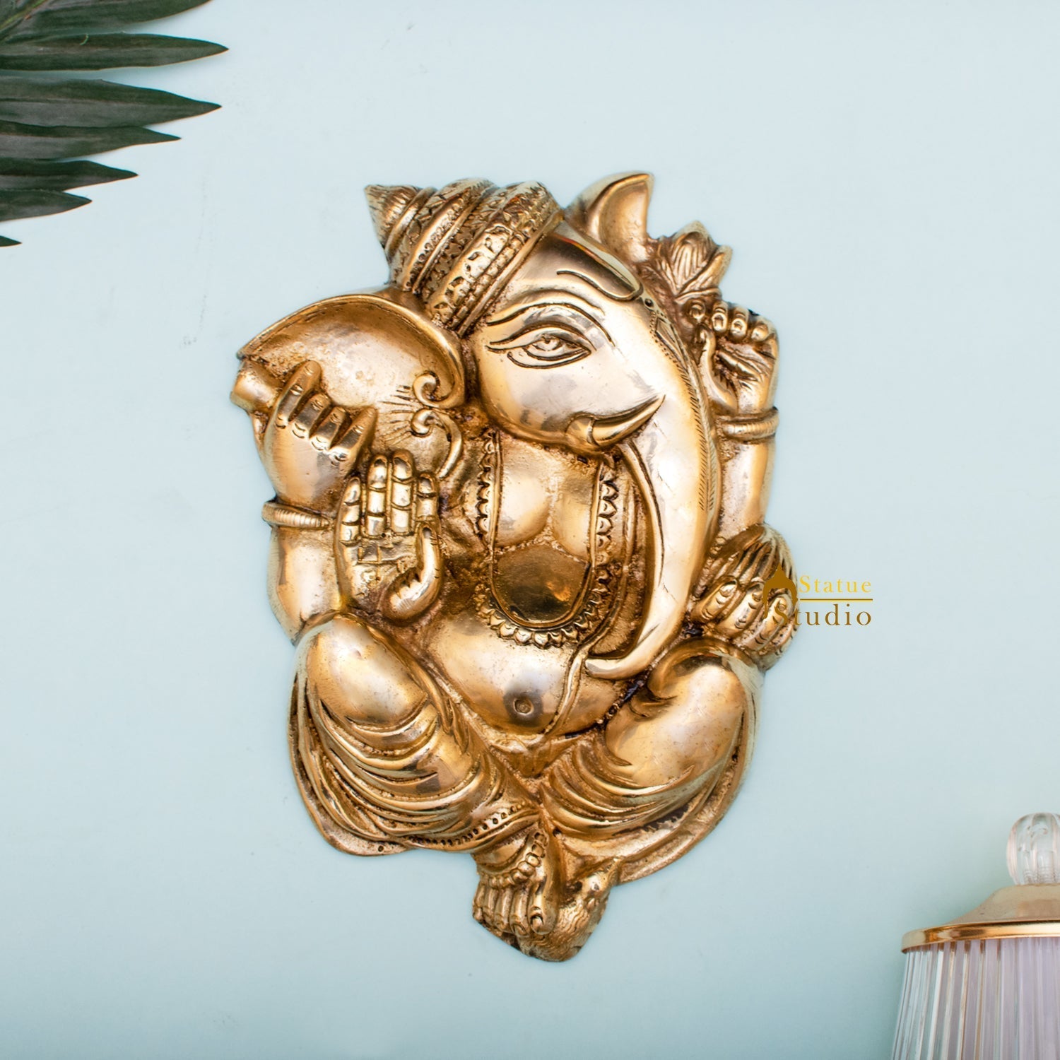 Brass Blessing Ganesha Wall Hanging 10 Inch - Eco-friendly - Sama Homes