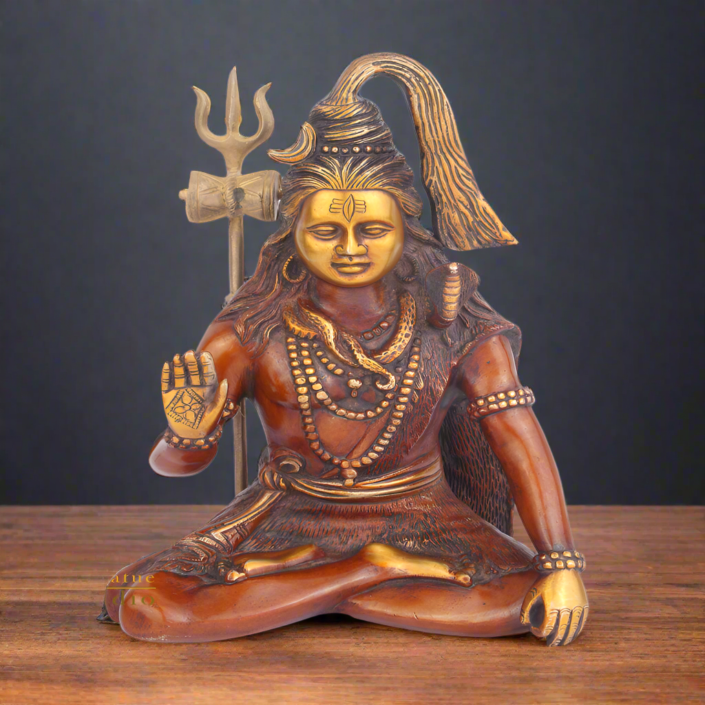 Brass Blessing Lord Shiva Idol Figurine 1 Feet - Eco-friendly - Sama Homes