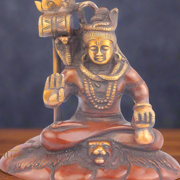 Brass Blessing Lord Shiva Idol Statue Figurine 6 Inch