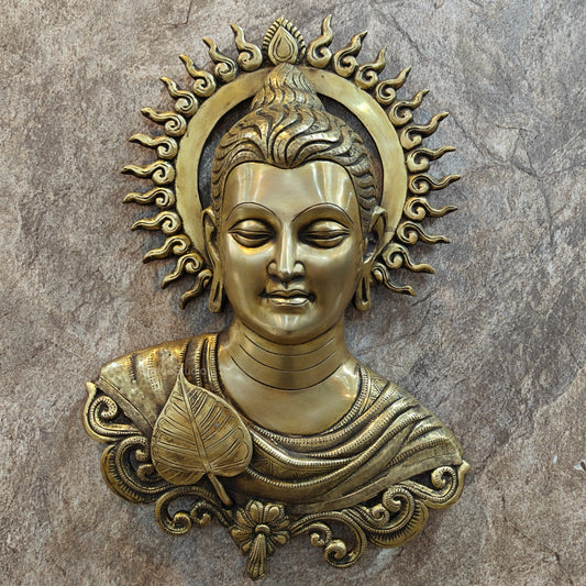 Brass Buddha Bust Wall Hanging For Home Decor 15 Inch