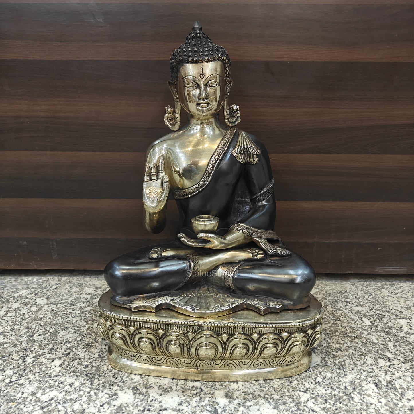 Brass Buddha Statue Antique Finish For Home Decor 20 Inches