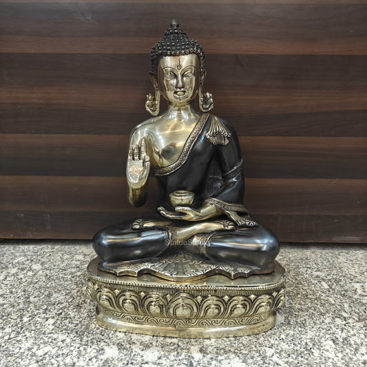 Brass Buddha Statue Antique Finish For Home Decor 20 Inches