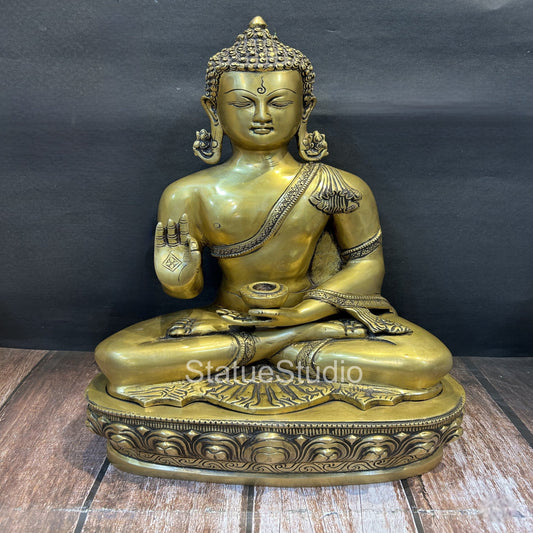 Brass Buddha Statue Antique Finish For Home Decor Showpiece 19"