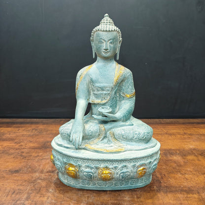 Brass Buddha Statue Bhumisparsha Mudra Antique Patina Finish 22 Inch by vendor-unknown - Buddha