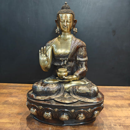 Brass Buddha Statue Lifestory Aashirwaad Mudra 33 Inch by vendor-unknown - Buddha