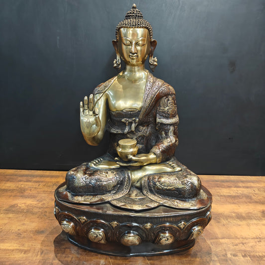 Brass Buddha Statue Lifestory Aashirwaad Mudra 33 Inch