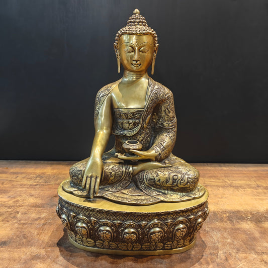 Brass Buddha Statue in Bhumisparsha Mudra 2 Feet