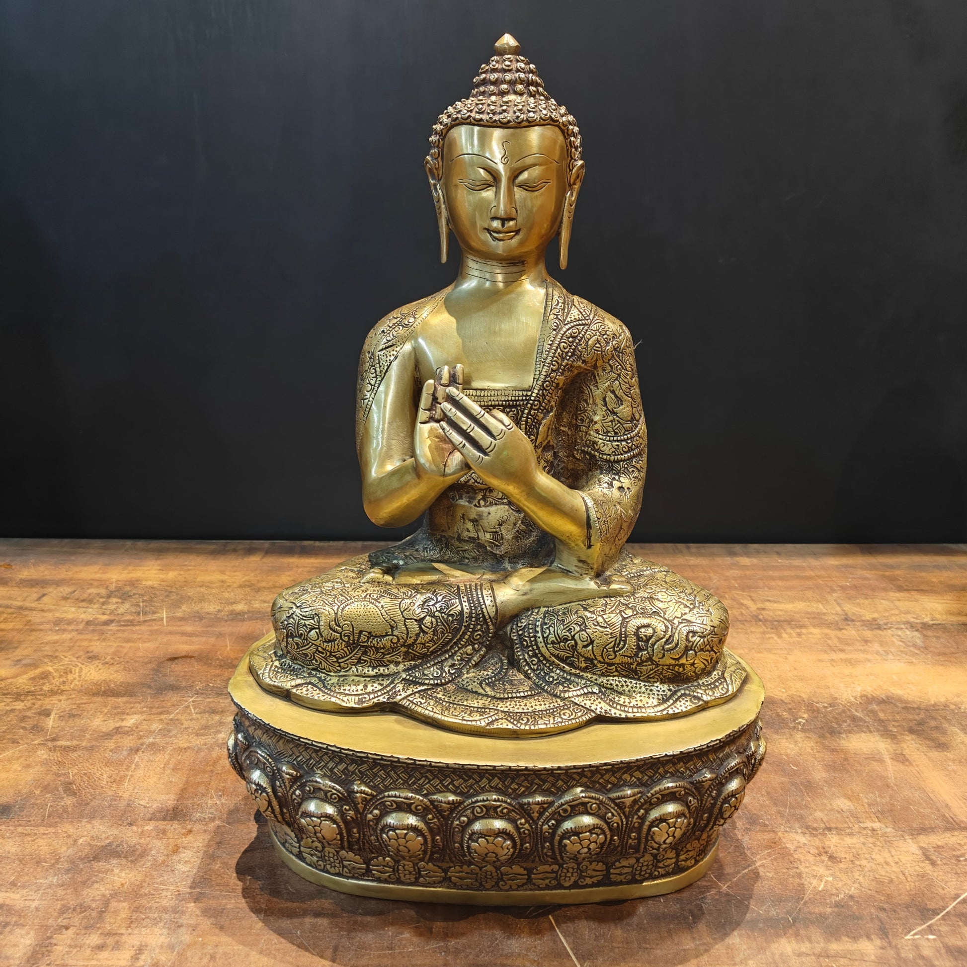 Brass Buddha Statue in Dharmachakra Mudra 2 Feet - Image 3