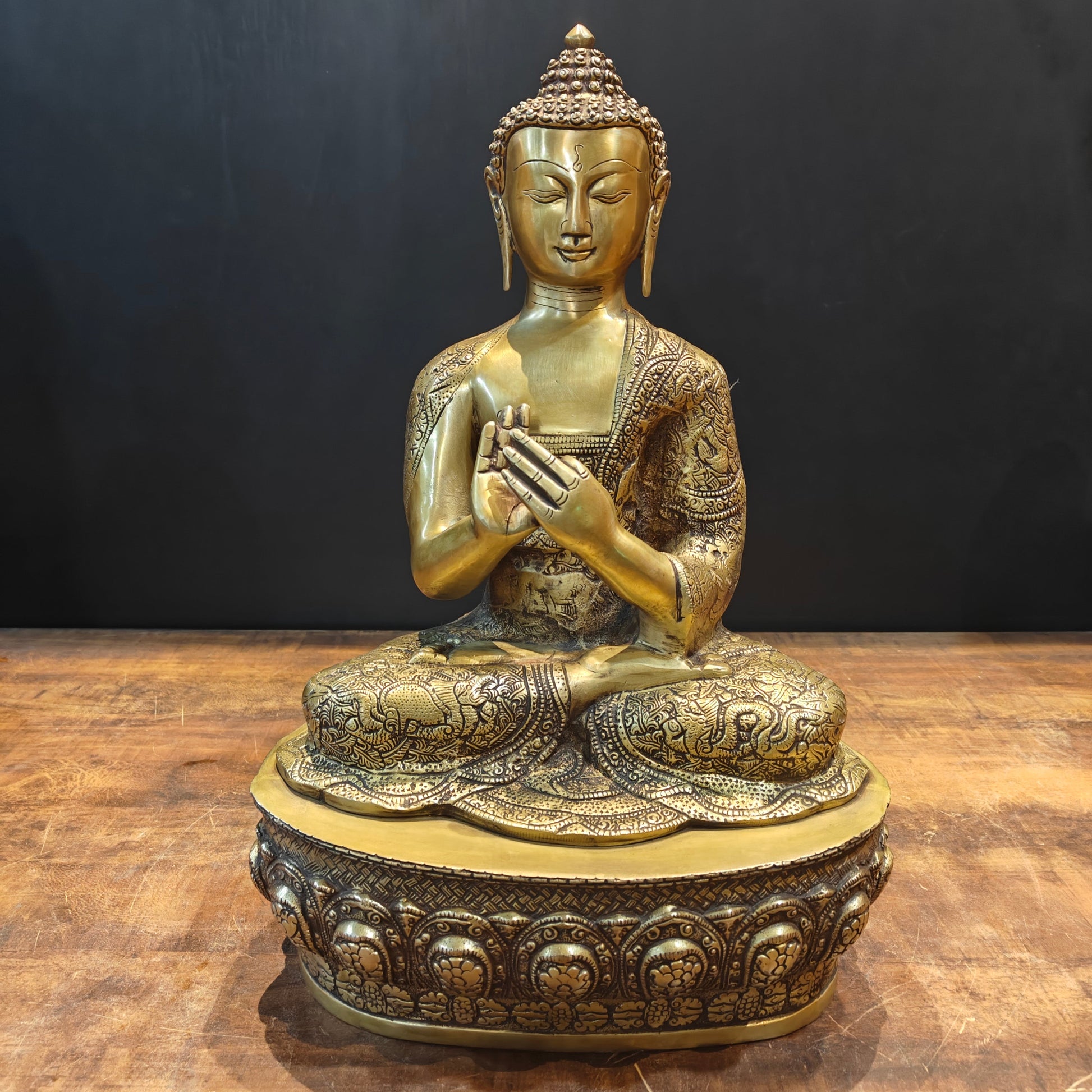 Brass Buddha Statue in Dharmachakra Mudra 2 Feet - Eco-friendly - Sama Homes
