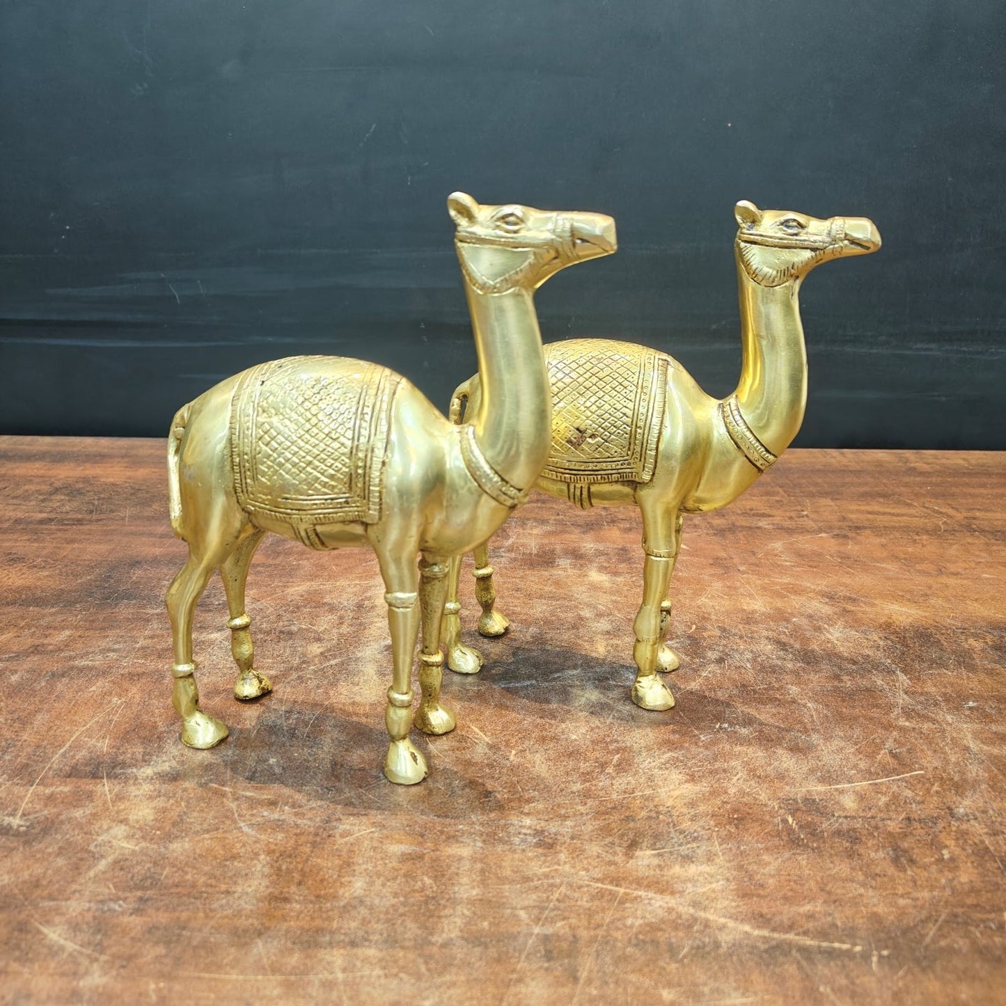Brass Camel Pair Statue Vastu Recommended Showpiece 9 Inch