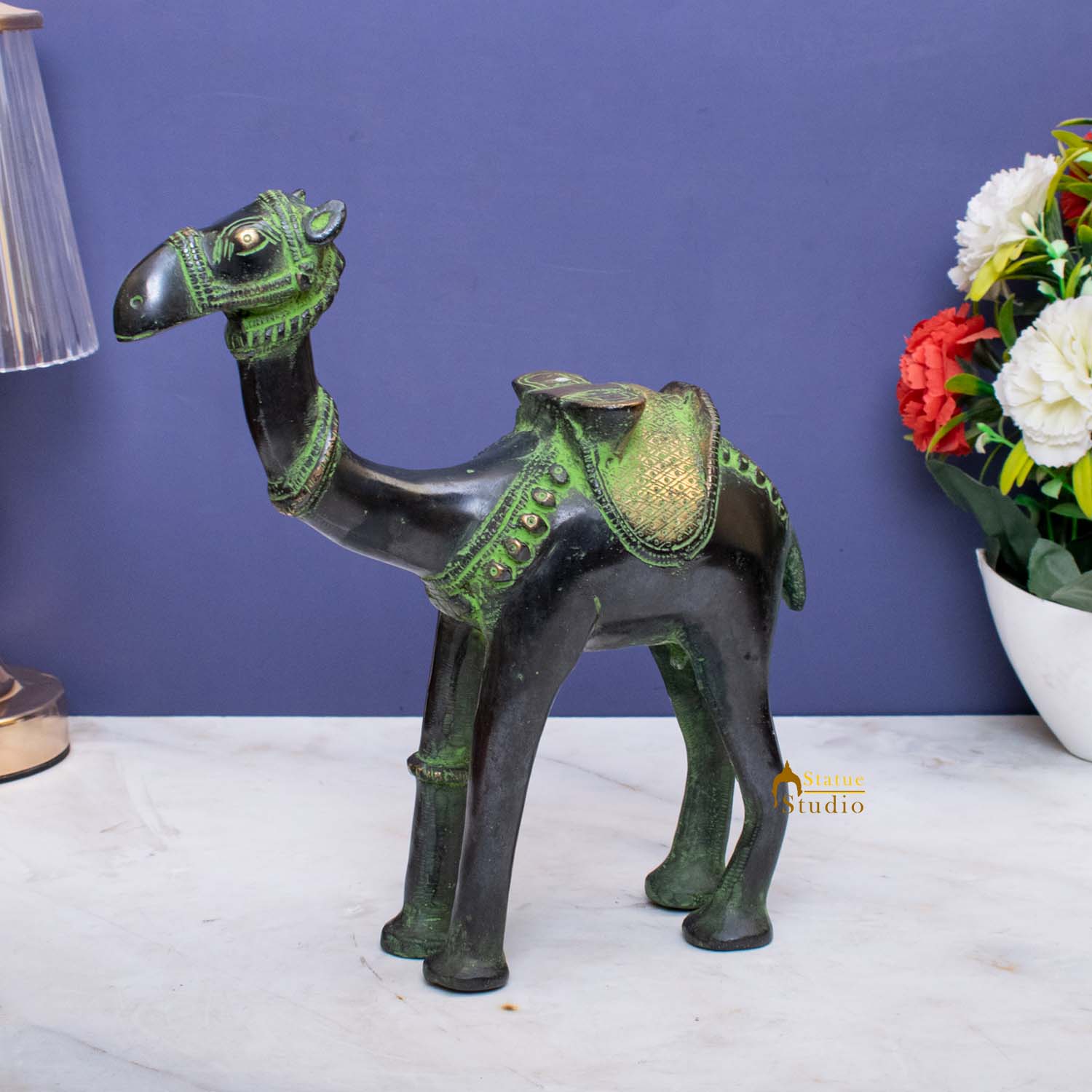 Brass Camel Statue Vastu Recommended Showpiece 9 Inch - Eco-friendly - Sama Homes