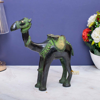 Brass Camel Statue Vastu Recommended Showpiece 9 Inch by vendor-unknown - Decor