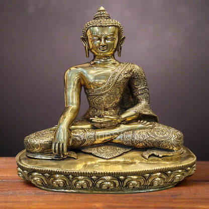 Brass Large Carving Buddha Statue Antique Finish For Home Decor 2 Feet by vendor-unknown - Buddha