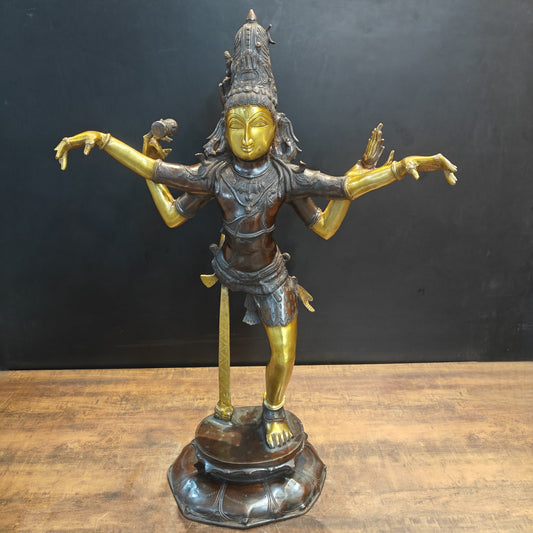 Brass Dancing Shiva Nataraja Statue Sculpture Antique Finish 3.5 Feet