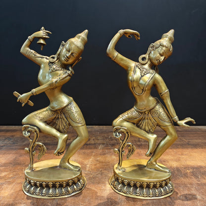Brass Dancing Shiva Parvati Idols Sculpture 16 Inches by vendor-unknown - Hindu Gods