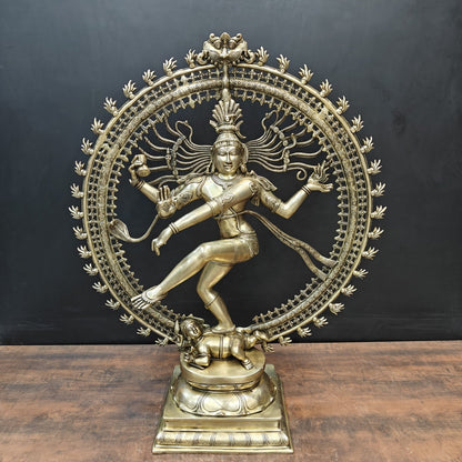 Brass Dancing Shiva as Nataraja Statue Antique Finish 3 Feet by vendor-unknown - Hindu Gods