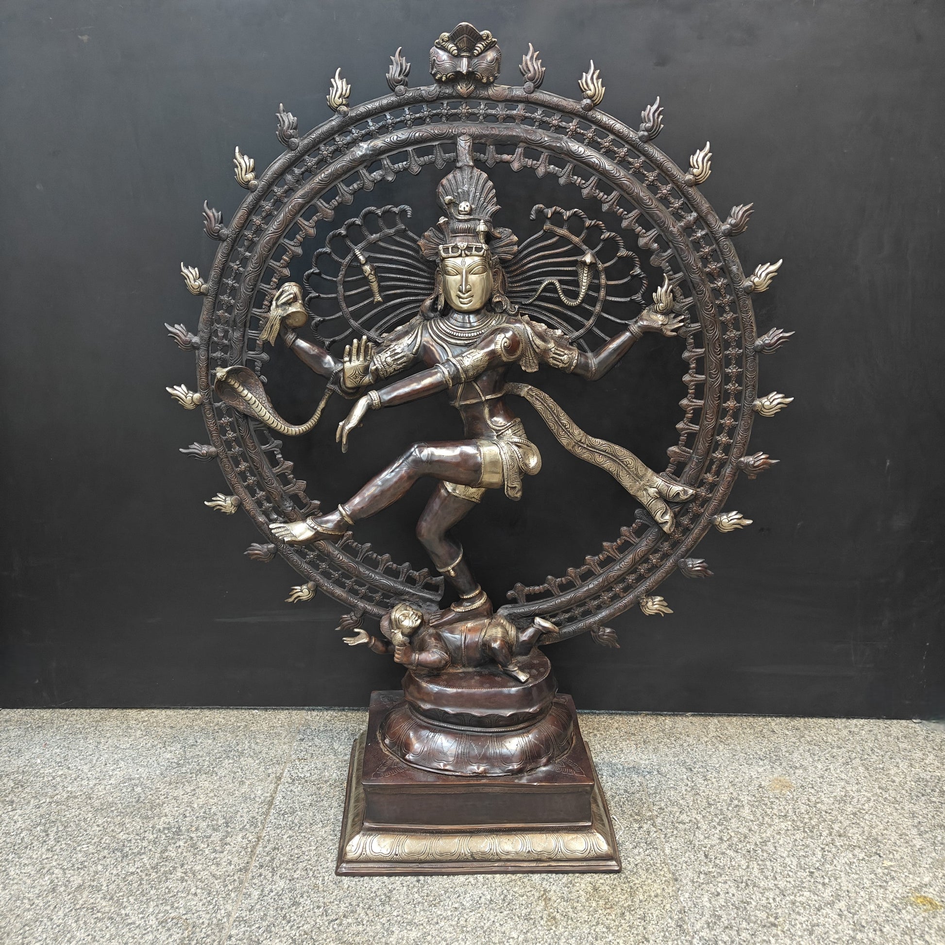 Brass Dancing Shiva as Nataraja Statue Antique Finish 4 Feet - Image 3