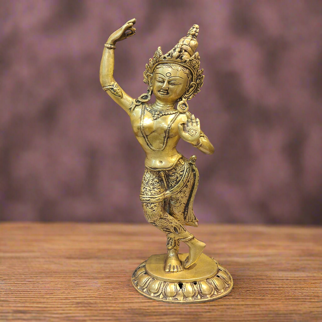 Brass Dancing Tara Devi Idol Maya Buddhist 1.5 Feet - Eco-friendly - Sama Homes