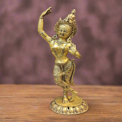 Brass Dancing Tara Devi Idol Maya Buddhist 1.5 Feet by vendor-unknown - Buddha