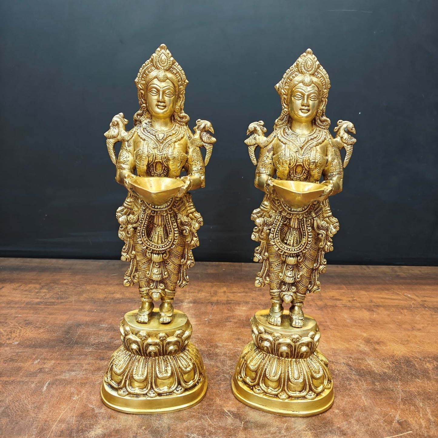 Brass Deeplakshmi Statue Pair Showpiece For Home Decor 15 Inch