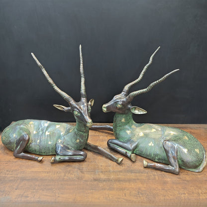 Brass Deer Pair Decorative Showpiece Animal Figurine 2.5 Feet by vendor-unknown - Decor