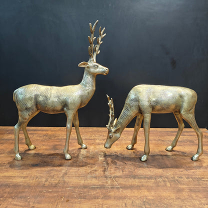 Brass Deer Pair Decorative Showpiece Sculptures 27 Inches by vendor-unknown - Decor