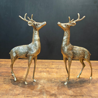 Brass Deer Pair For Vastu Showpiece Decorative 14 Inches by vendor-unknown - Decor