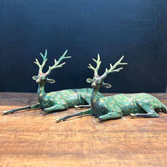 Brass Deer Pair Showpiece Decorative Figure 1 Feet